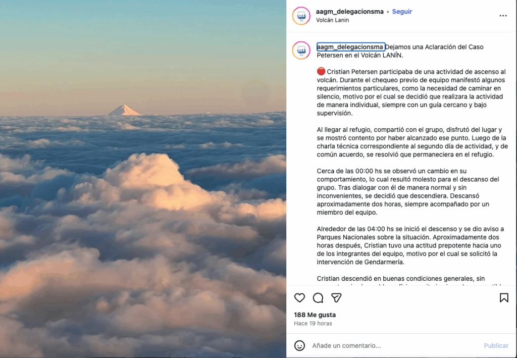 Qué dice el comunicado de la Asociación argentina de Guías de Montaña
