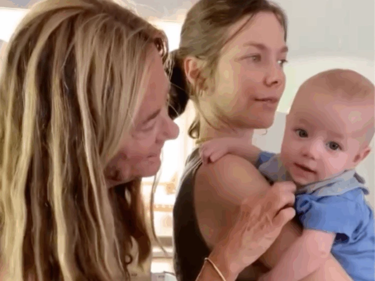 La Trilliza María Eugenia recibió la visita de su nieto Otto, hijo de Luli Laprida, y compartió su alegría en redes