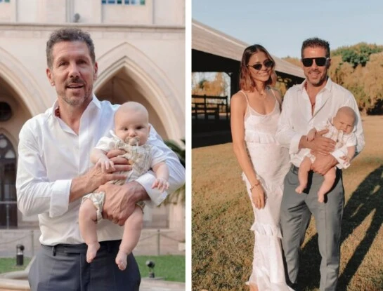 Las fotos de Diego El Cholo Simeone y Carla Pereyra con Faustino, su nieto, en su bautismo