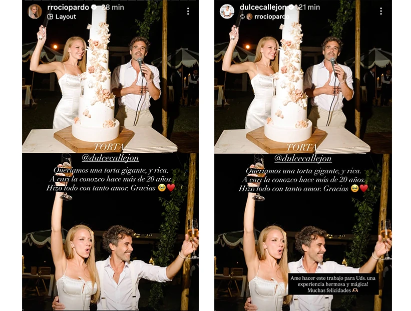 El mensaje de Rocio Pardo para Carina y el agradecimiento de la pastelera para la novia