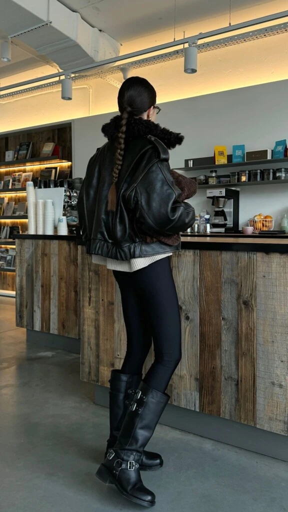 Podés armar un look motoquero nocturno.