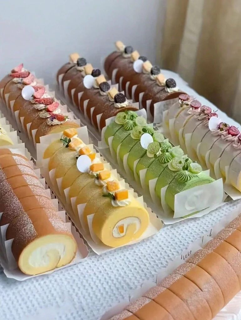 El roll cake es un postre típico japonés.