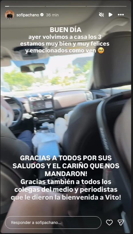 Sofía Pachano volvió a su casa luego de dar a luz a Vito, su primer hijo.