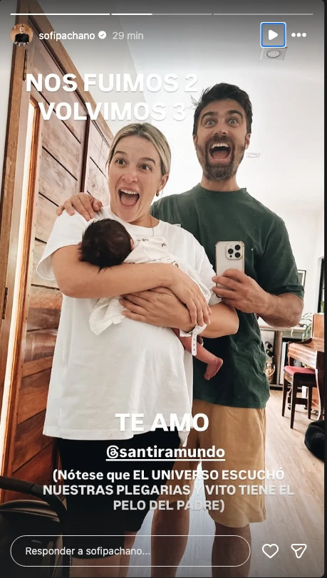 Sofía Pachano volvió a su casa luego de dar a luz a Vito, su primer hijo.