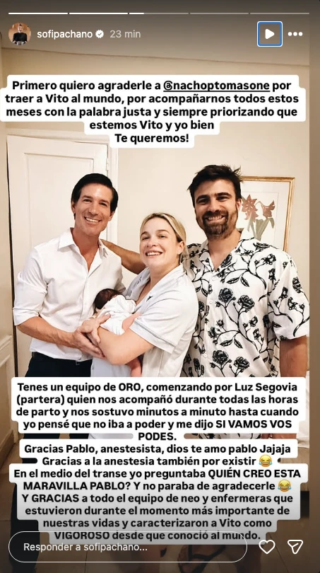 Sofía Pachano volvió a su casa luego de dar a luz a Vito, su primer hijo.