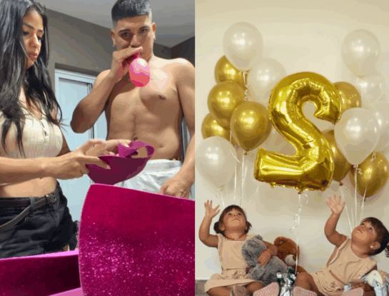Daniela Celis y Thiago Medina organizaron un festejo sorpresa por el cumpleaños de sus hijas gemelas: el tierno video