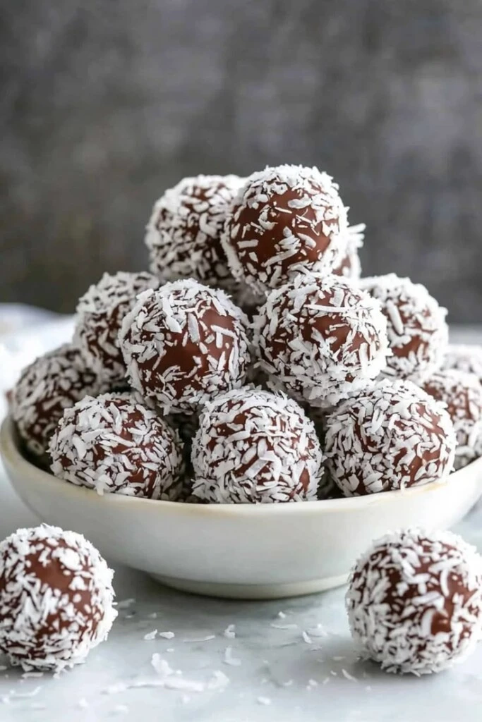 Trufas de coco, pasta de maní y cacao amargo. Foto: Pinterest