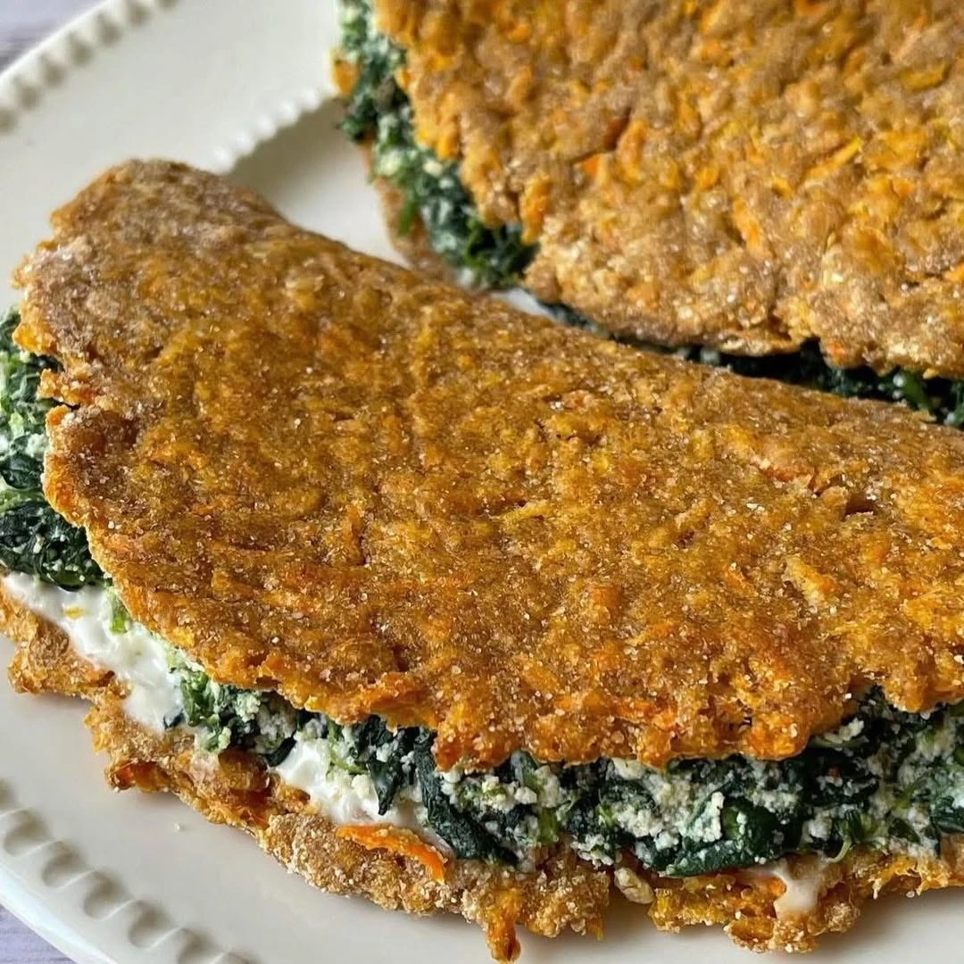 Rapiditas integrales de zanahoria con ricota y espinaca