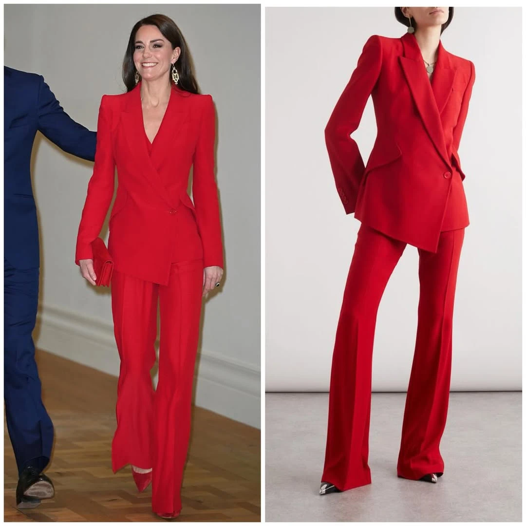 Cómo llevar un traje rojo y no fallar en el intento: las claves del look de Kate Middleton