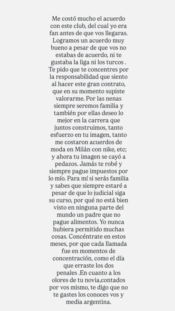 La respuesta de Wanda Nara. Foto: IG