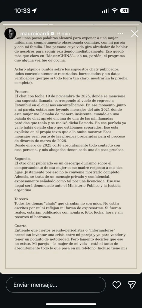 El furioso descargo de Mauro Icardi. Foto: IG