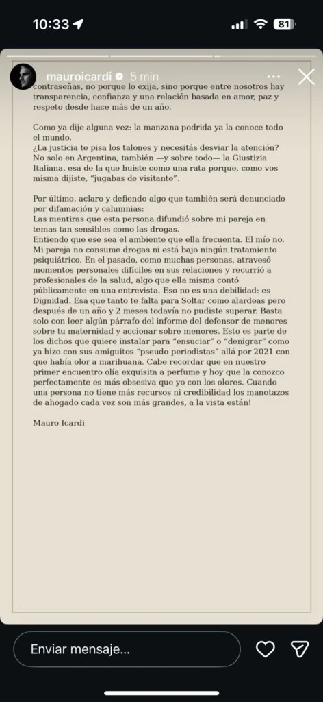 El furioso descargo de Mauro Icardi. Foto: IG