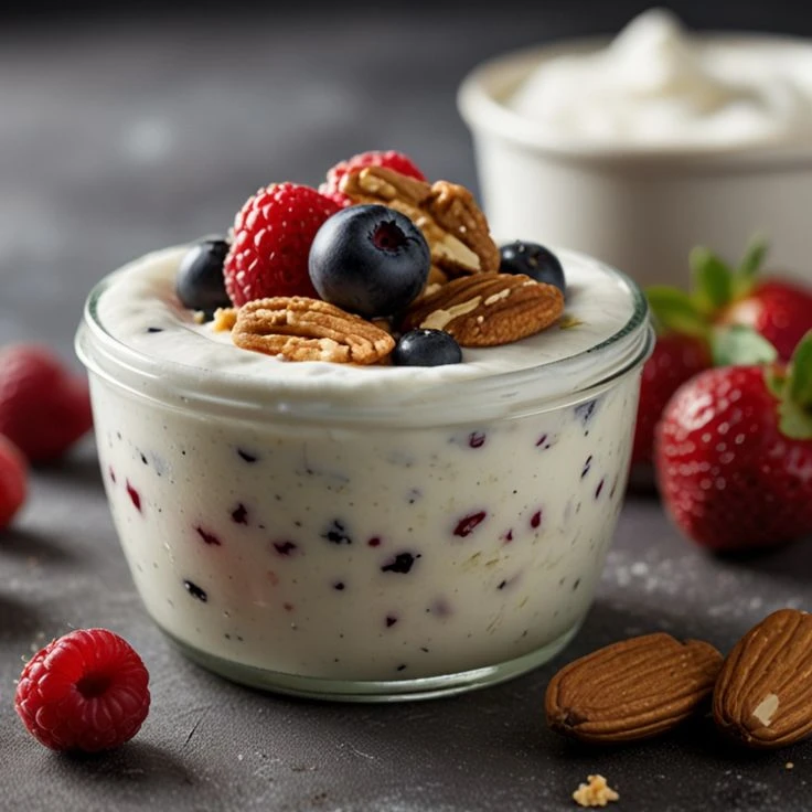 Yogur griego marmolado con miel y frutos rojos: una receta ideal para: la receta del desayuno fresco y nutritivo