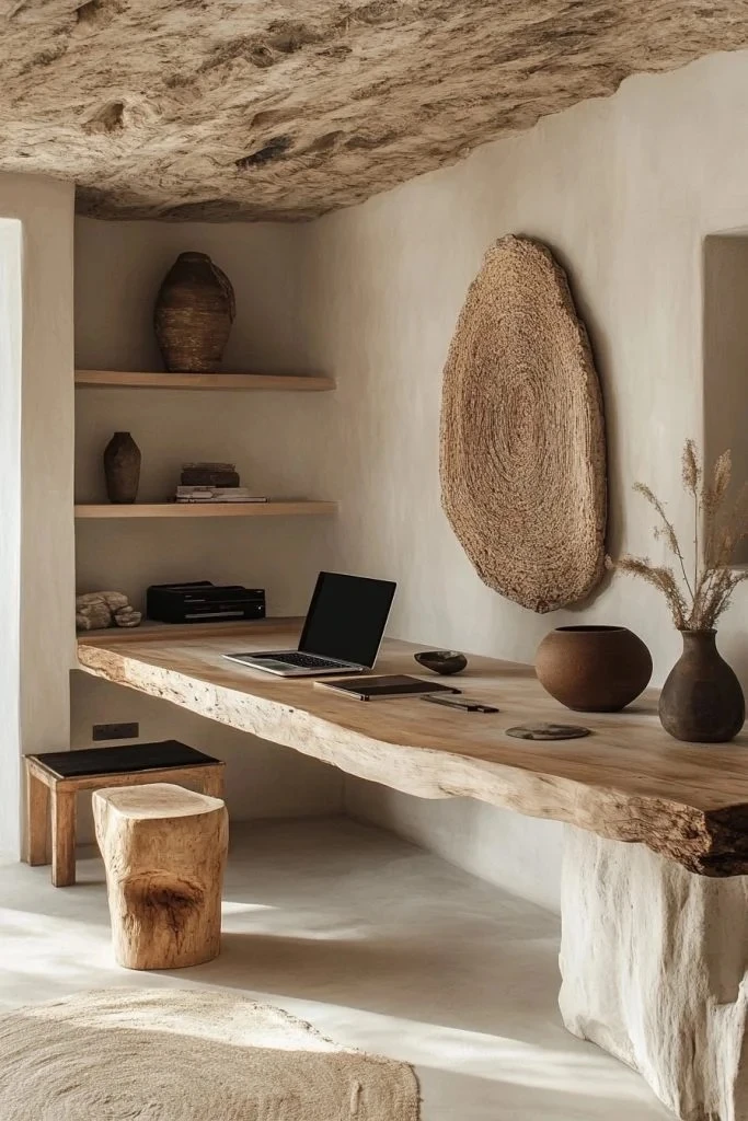 Muebles de madera recuperada: inspiración wabi-sabi para escritorios. 