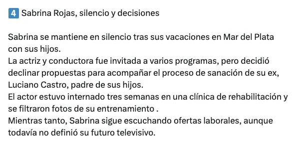 Ángel de Brito contó cuál fue la decisión de Sabrina Rojas tras la internación de Luciano Castro. 