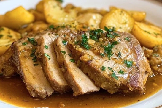 Costillitas de cerdo a la mostaza con papas doradas
