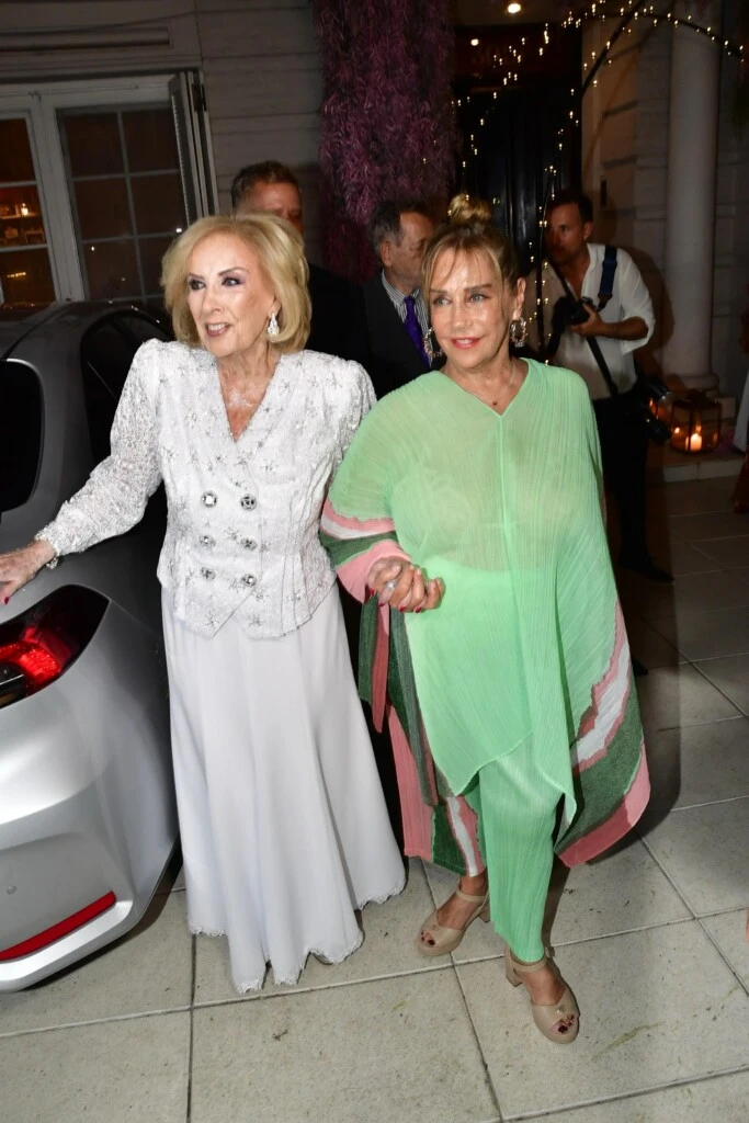 Tinayre eligió un conjunto verde con transparencias.