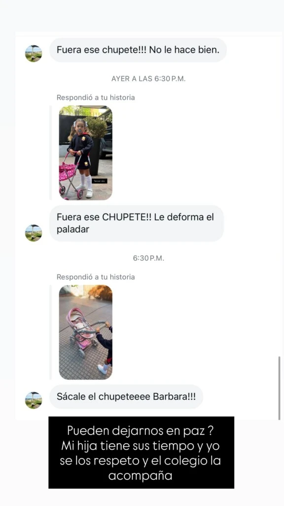 Barby dejó en claro su postura frente a los cuestionamientos y marcó un límite respecto a las opiniones ajenas sobre la crianza de su hija.