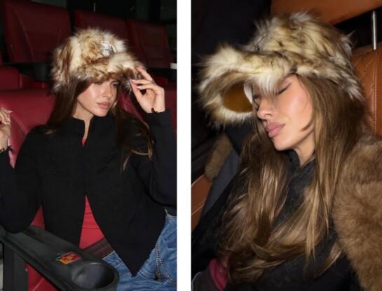 Gorro furry y denim: el look de la China Suárez en el estadio del Galatasaray