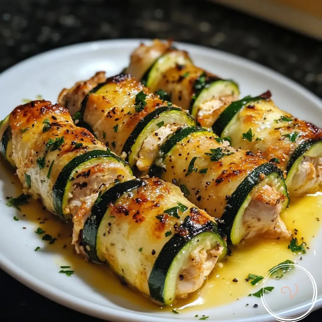 Rollitos de zucchini con pollo y relleno cremoso