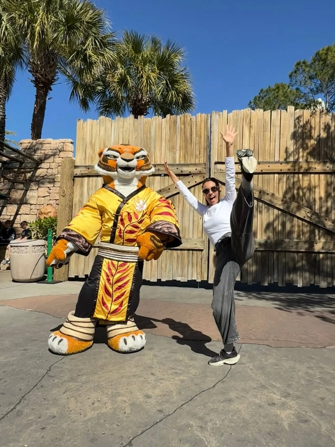 Pampita junto a uno de los personajes de Kung Fu Panda.