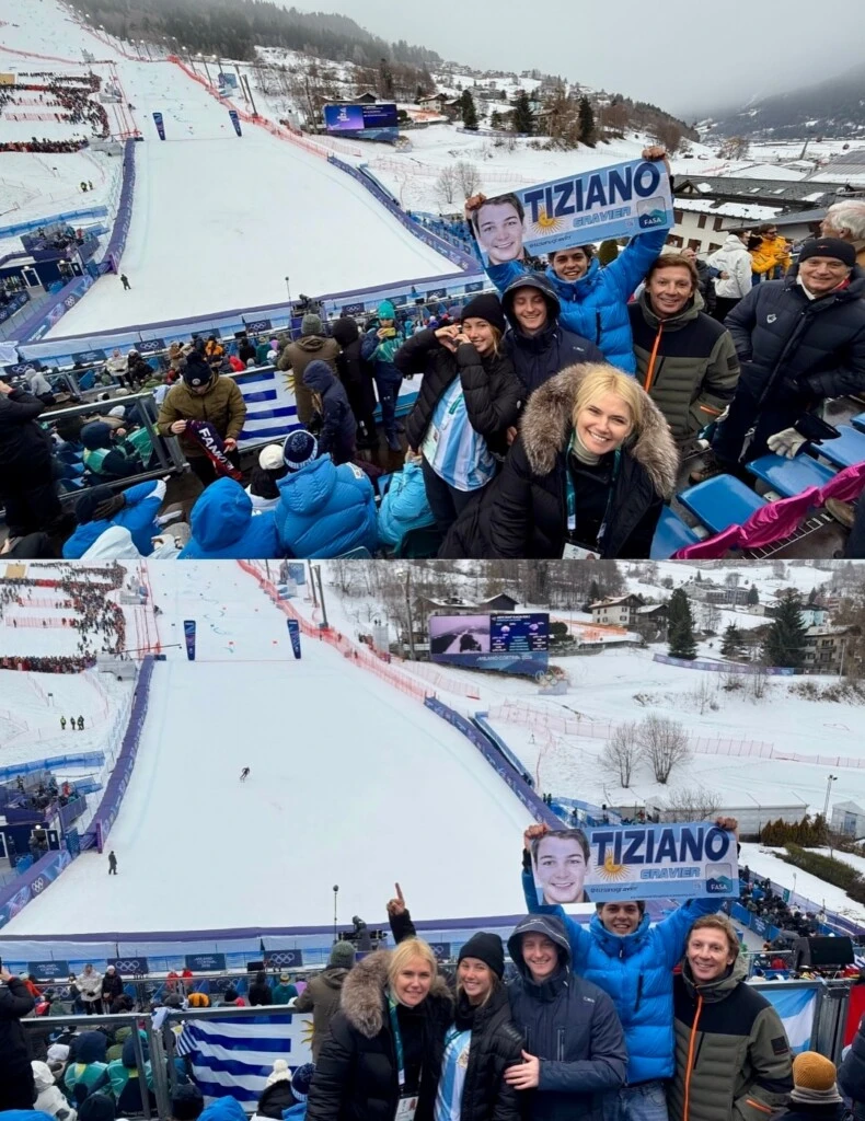 La familia alentó desde las gradas con carteles con el nombre del deportista y vivió cada bajada con entusiasmo y nerviosismo.