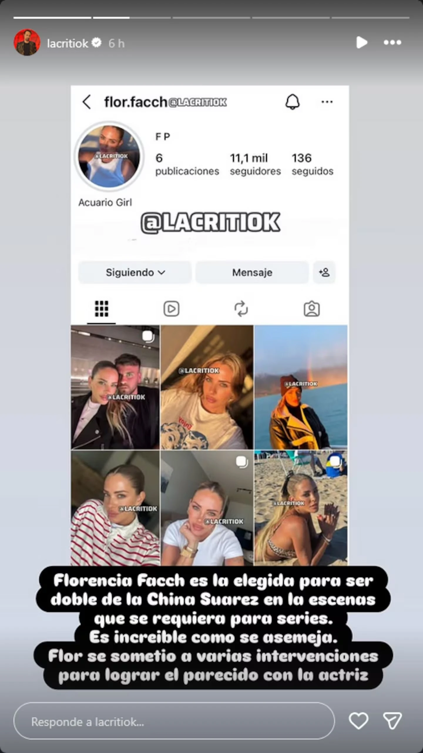 Quién es Florencia Facch, la joven actriz que sería la doble de China Suárez