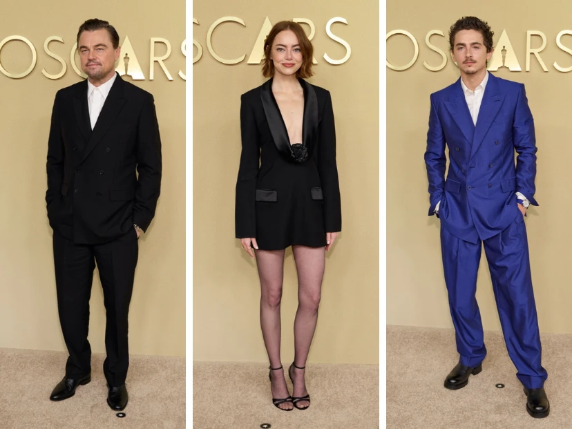 Vidriera: de Leonardo Di Caprio, Emma Stone y Timothée Chalamet, los looks de las estrellas de Hollywood en la Cena de Nominados al Oscar
