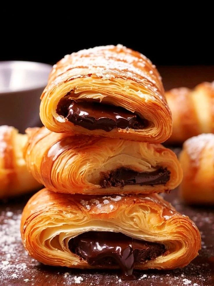 Croissants al horno rellenos de chocolate: una receta irresistible