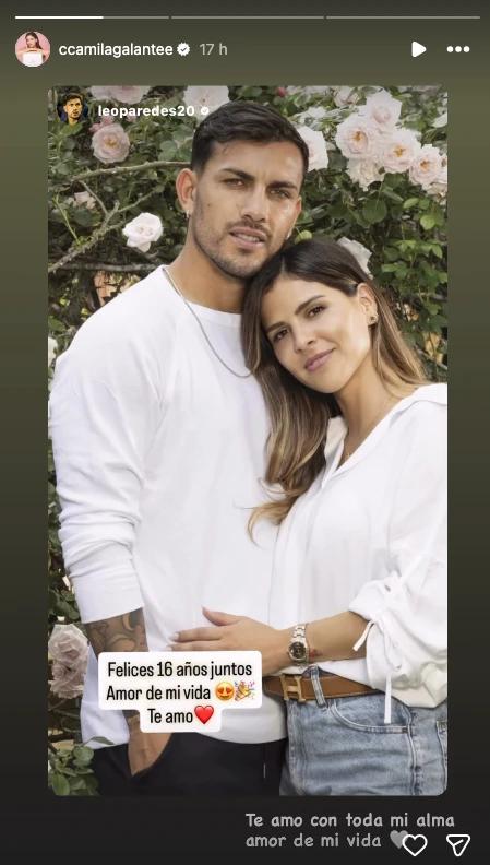 El intercambio de mensajes entre Camila Galante y Leandro Paredes. Foto: IG
