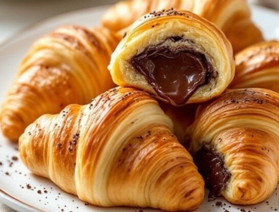 Croissants al horno rellenos de chocolate: una receta irresistible