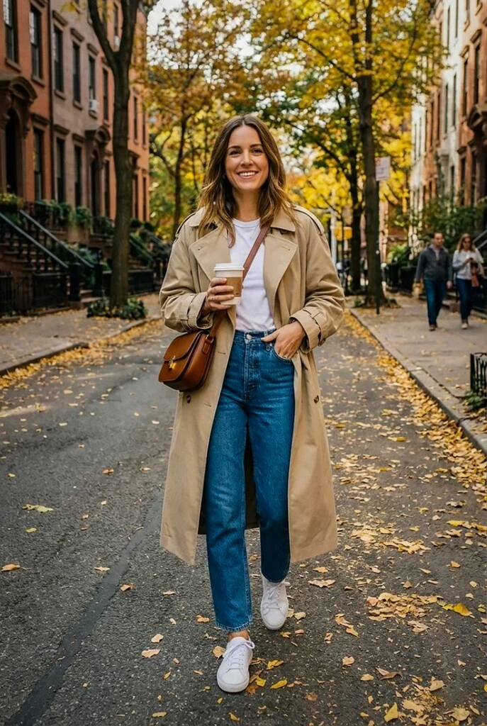 Jean+trench+zapatillas