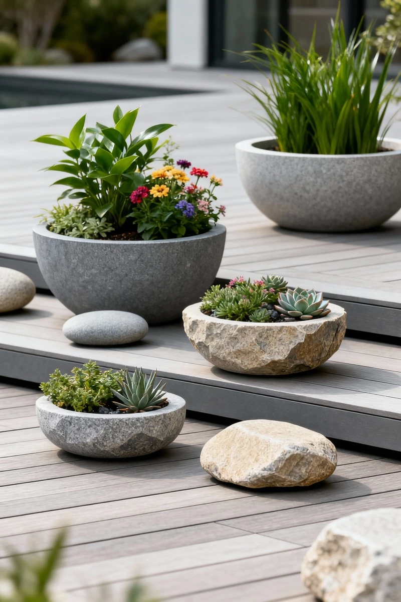 Las macetas definen el carácter del espacio.  