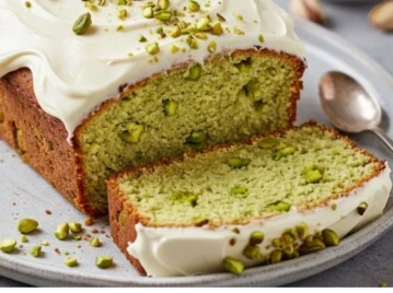 Budín marmolado de pistacho y chocolate blanco