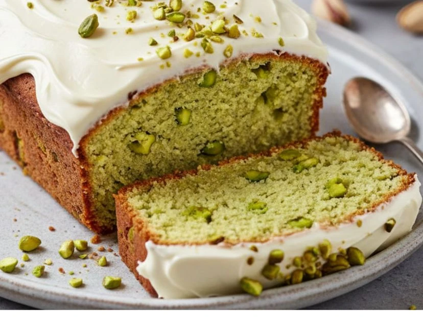 Budín marmolado de pistacho y chocolate blanco