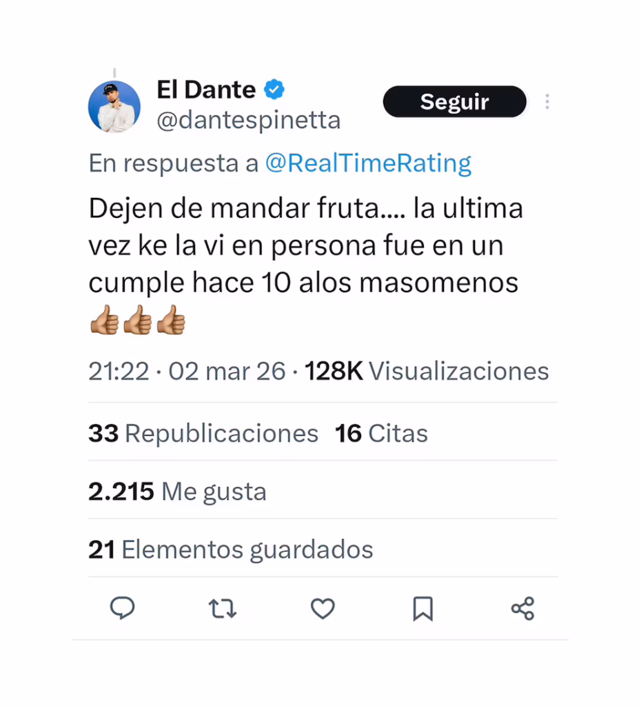 La respuesta de Dante Spinetta.