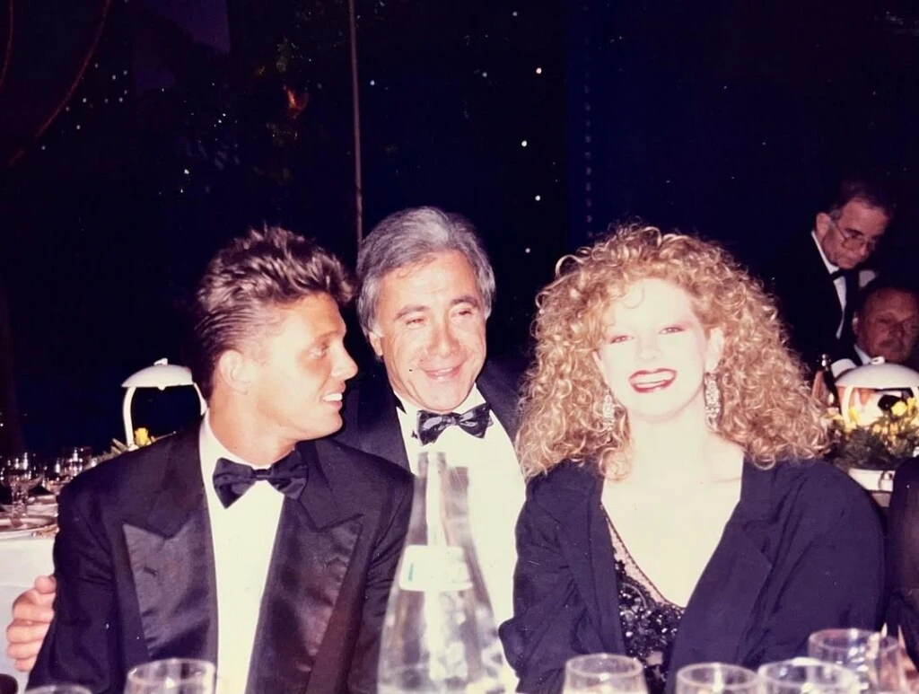 Andrea del Boca con Luis MIguel y Juan Alberto Mateyko en una fiesta en Mónaco, año 1990.