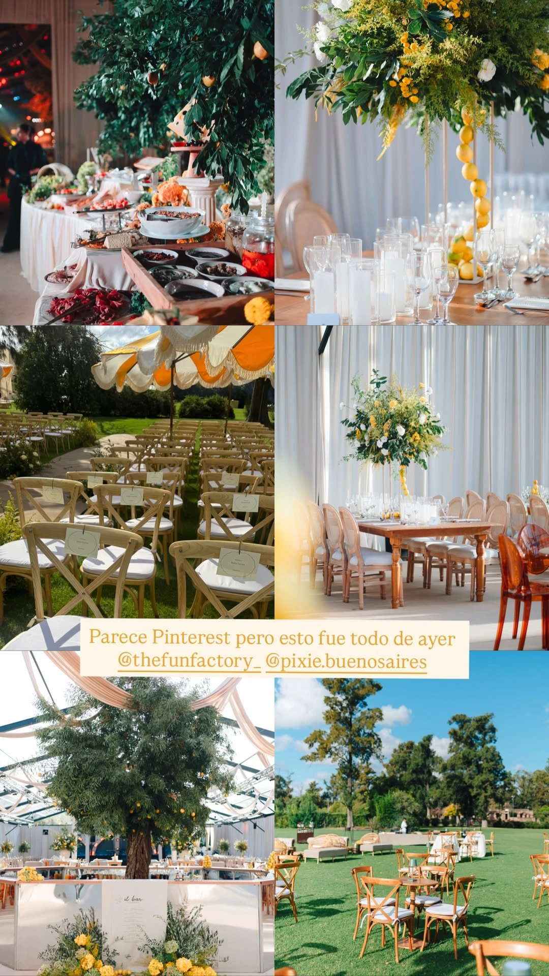 En la decoración, predominaron los colores amarillos y blancos. Fotos: IG. 