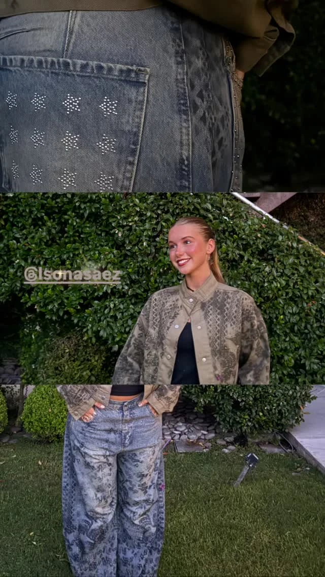 El look total denim de Taina Gravier. Fotos: IG.