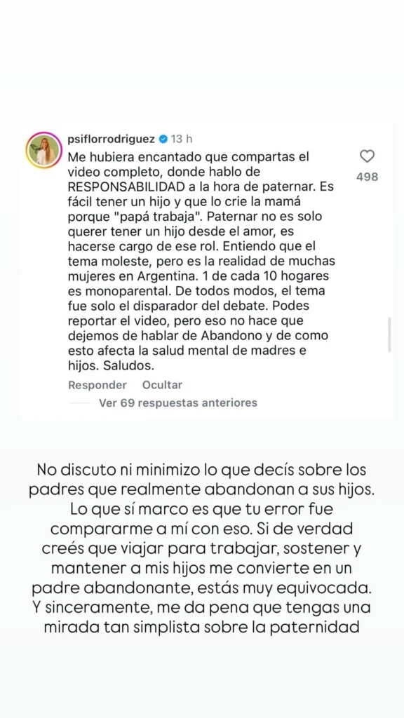 Así fue la respuesta de Graviotto a la psicóloga que lo cuestionó. Fotos:IG