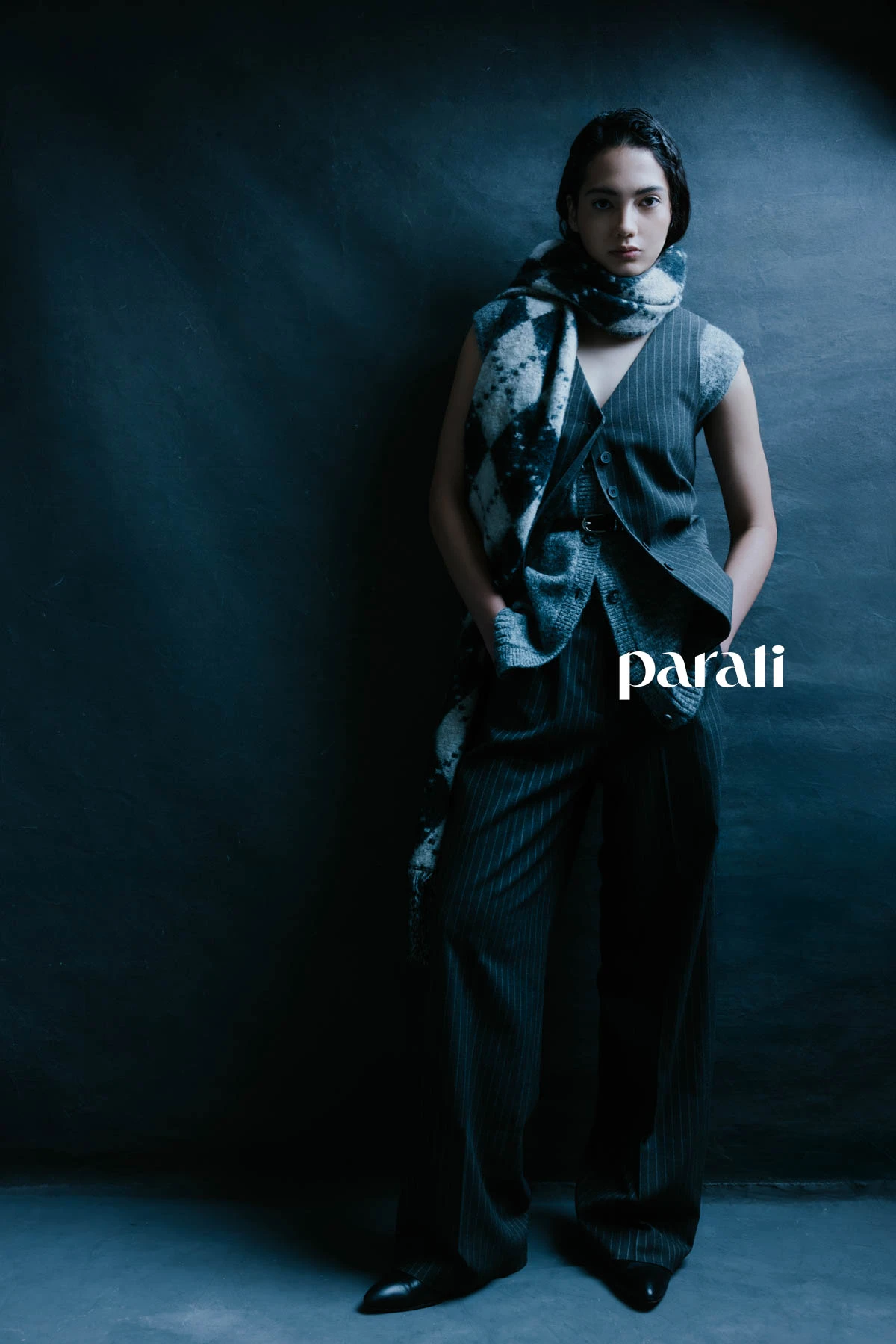 Chaleco y pantalón tizados, chaleco de lana, cinturón y bufanda extra large @verapasionadas. 