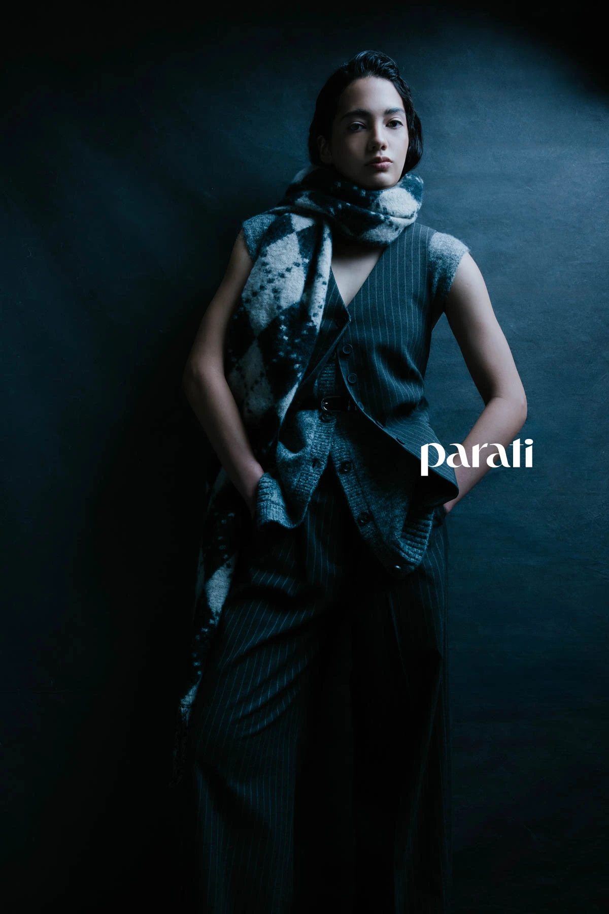 Chaleco y pantalón tizados, chaleco de lana, cinturón y bufanda extra large @verapasionadas. 