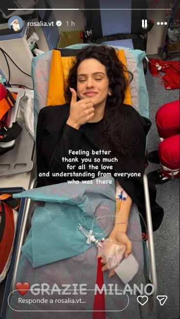 Rosalía en camilla y con suero: el difícil momento que atraviesa en plena gira por Italia 