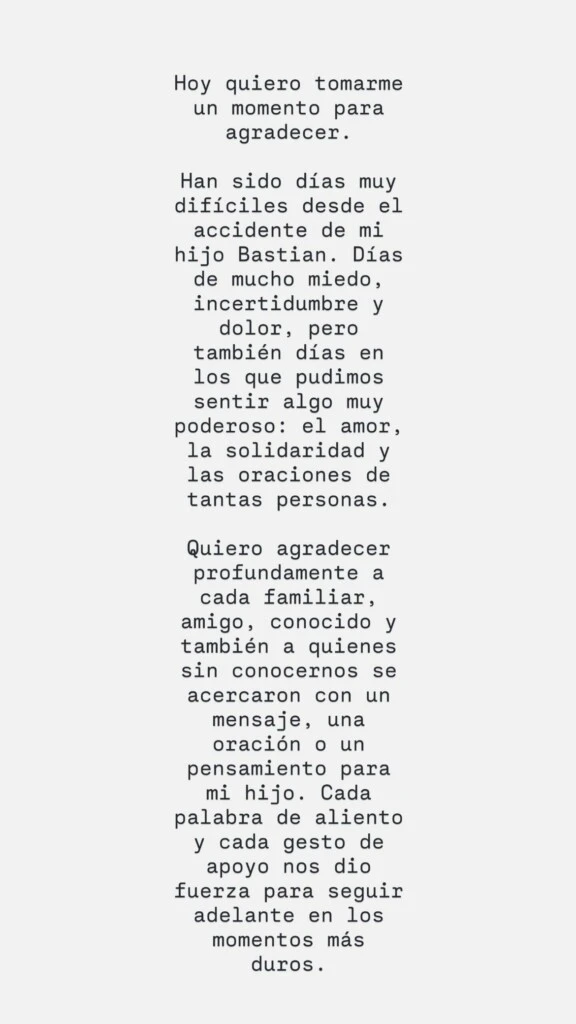 Mensaje mama de Bastian