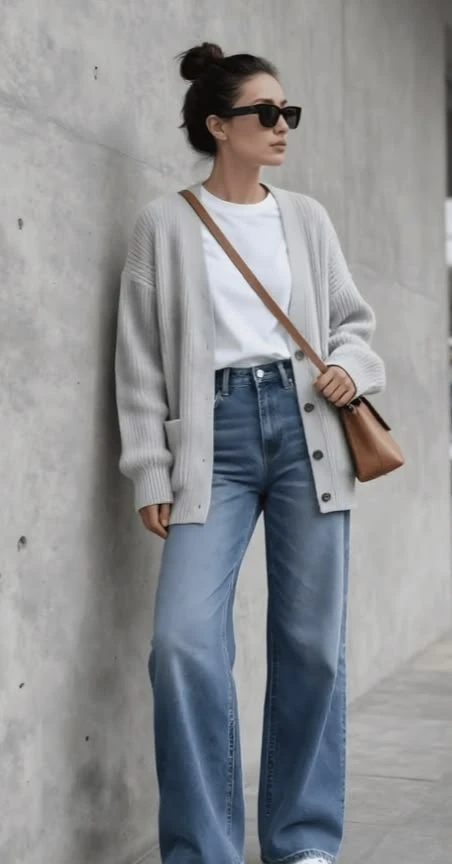 Jean y cardigan