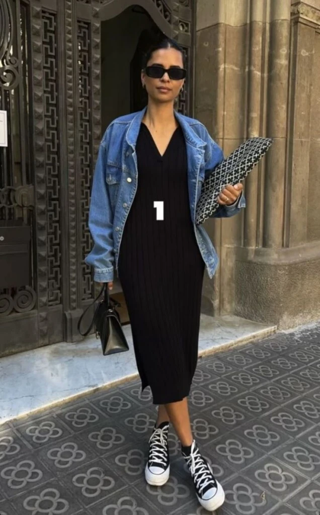 Vestido y campera de jean