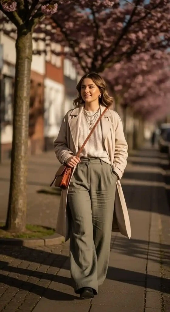 Pantalón, suéter y abrigo