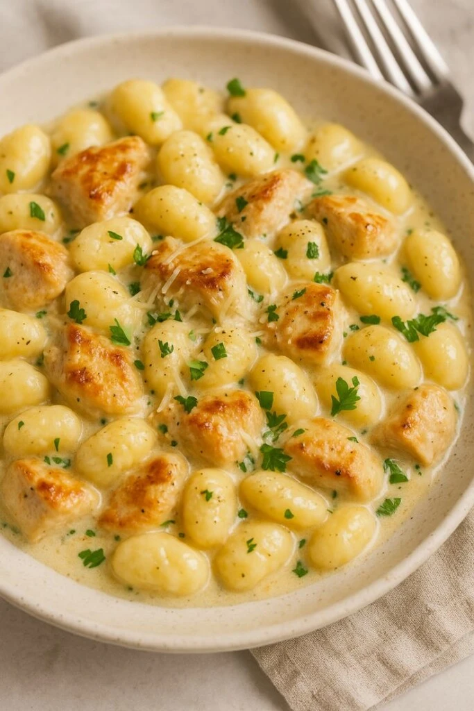 Gnocchis dorados en sartén: receta fácil y rápida con salsa de queso

