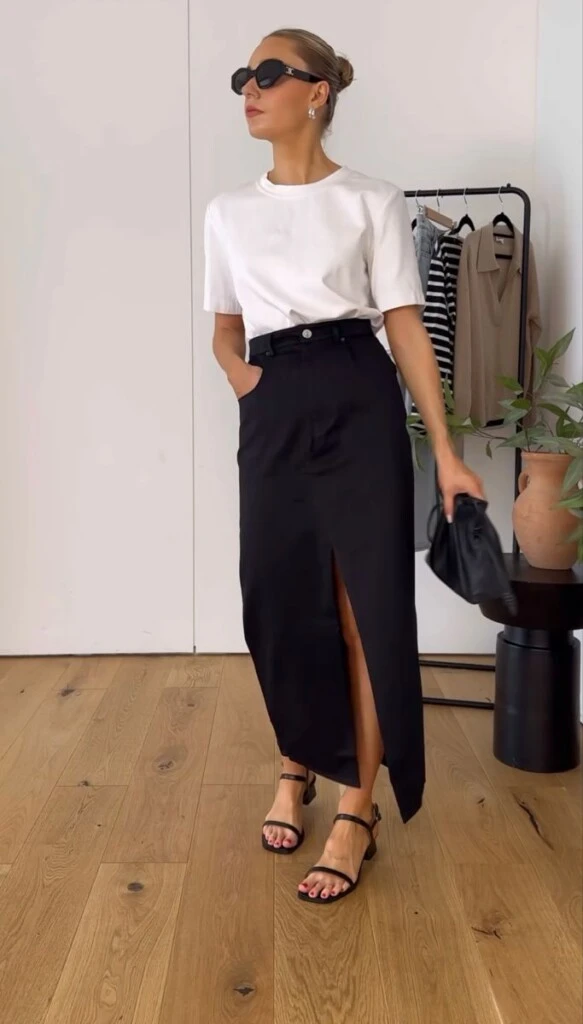 Pollera midi y remera