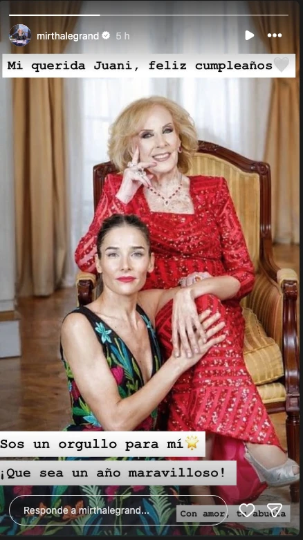 El saludo de cumpleaños de Mirtha Legrand a su nieta Juana Viale.